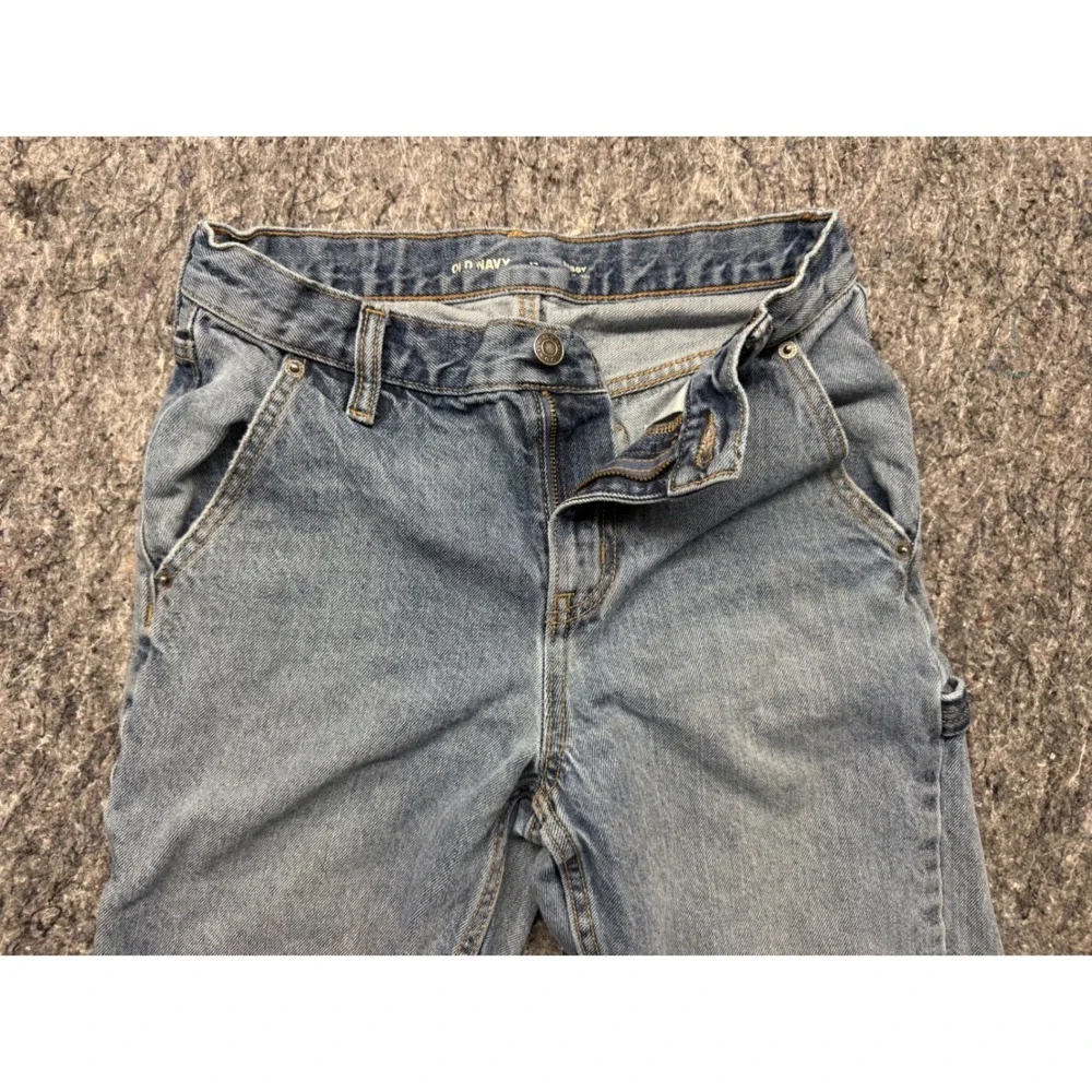 Old Navy Baggy Carpenter Jeans Light Wash Denim Utility Pants Boys Size 12 27x26